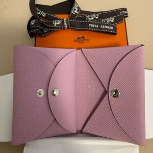 Hermès Calvi Duo Compact Card Holder in Mauve Sylvestre